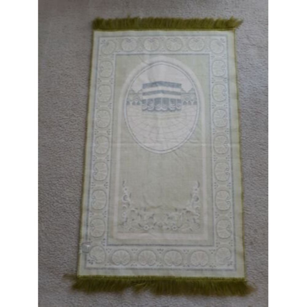 Vintage Turkish Prayer Rug Ceyhan Tekstil Seccade Green and Beige - Picture 4 of 8